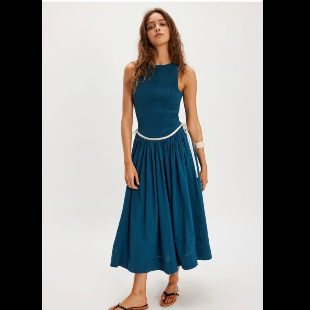 Free People Teal Midi‎ Dress